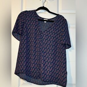 J. Crew Blue and Red Paisley Blouse